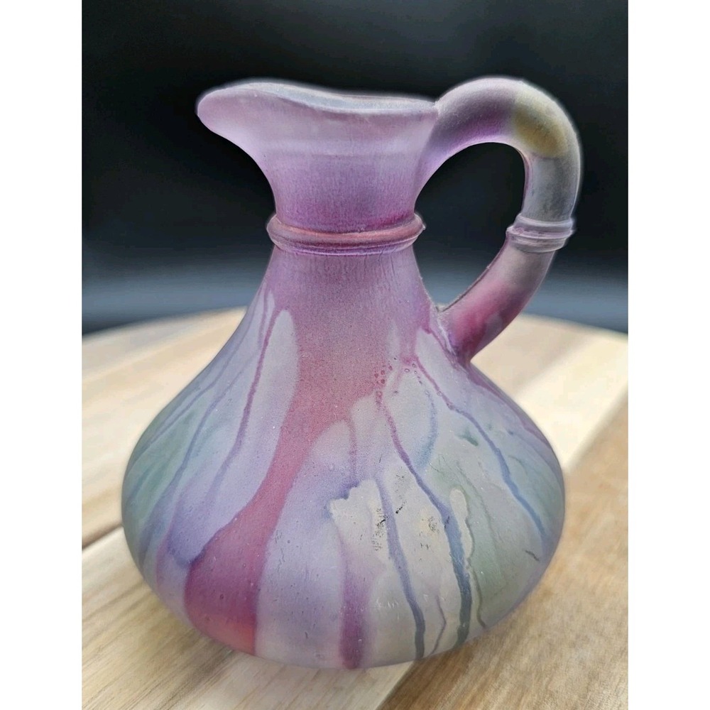 Rueven Nouveau Art Hand Painted Drip Satin Glass Cruet Perfume Bottle Diffuser